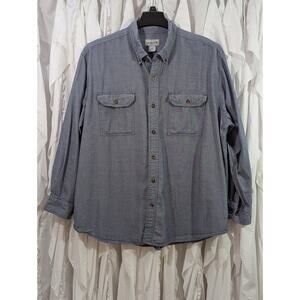 Vtg Carhartt Work Shirt 2XL Blue Distressed Gorpcore Grunge